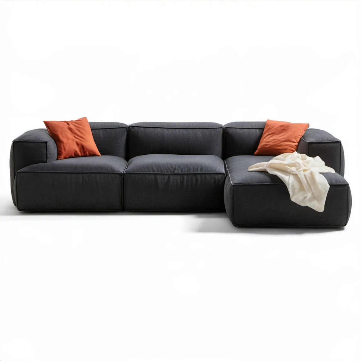 Ciemnoszara sofa narożna z prawostronnym szezlongiem, 290 x 165 x 85 cm