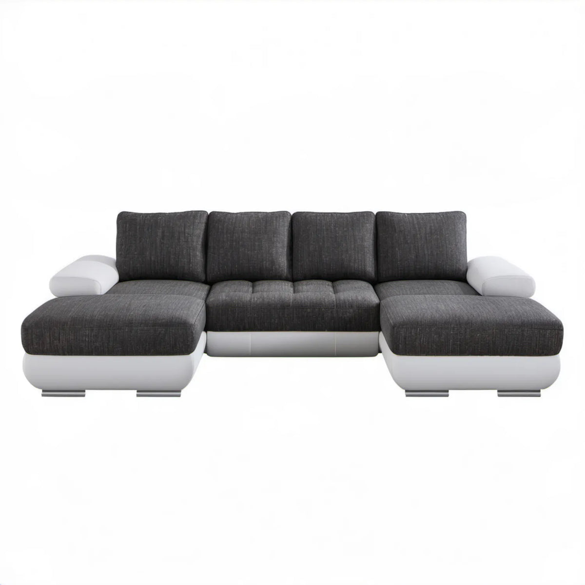 Modułowa sofa w kształcie U z 2 szezlongami, ciemnoszaro-biała, 320 x 160 x 85 cm