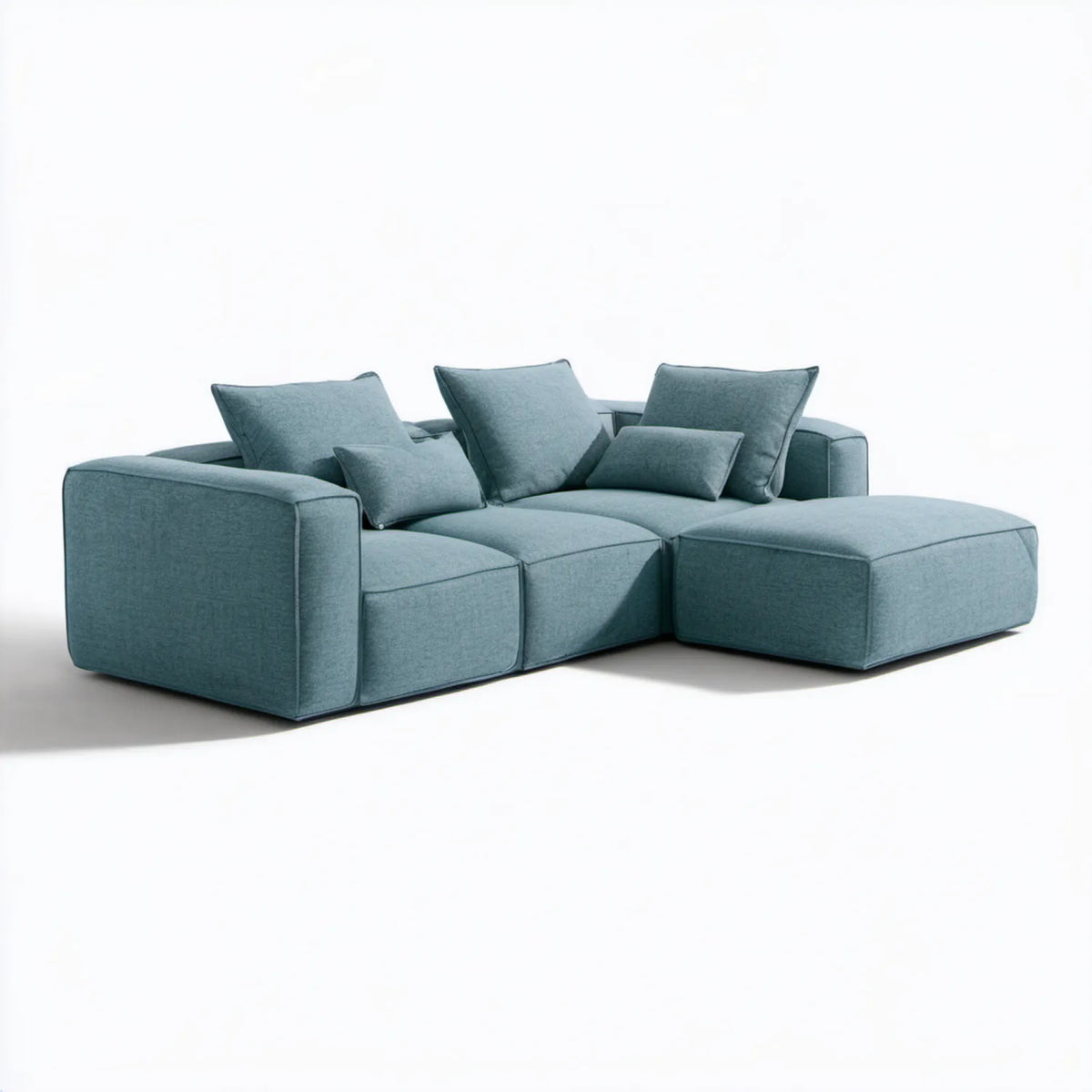Modułowa sofa narożna 3-osobowa w kształcie L z prawostronnym szezlongiem, niebieskoszara, 260 x 160 x 85 cm
