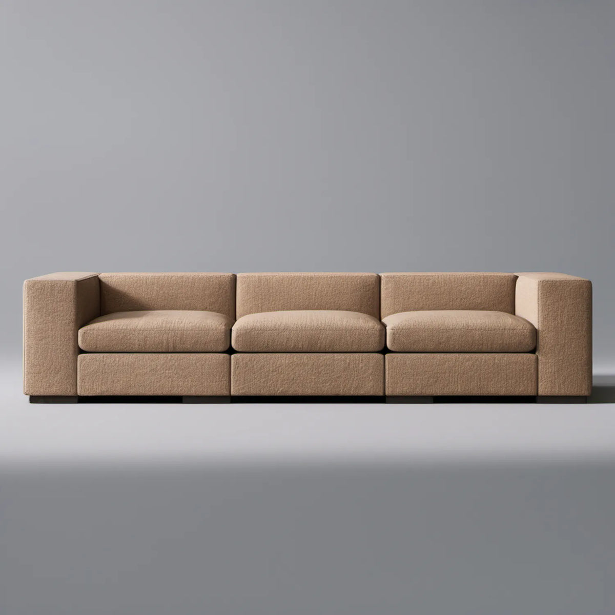 Sofa modułowa 3-osobowa z tkaniny bouclé, beżowa, 300 × 100 × 70 cm