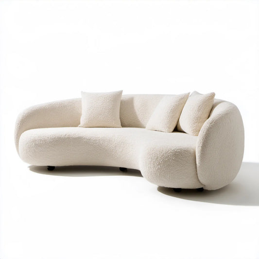 Kremowa sofa trzyosobowa bouclé 220 x 100 x 75 cm