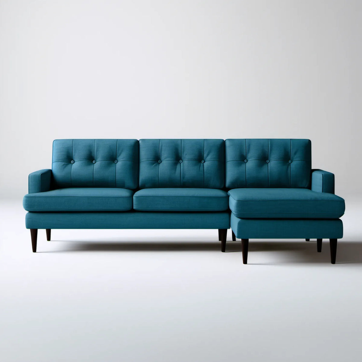 Morska sofa narożna z prawostronnym szezlongiem, aksamit poliestrowy, 280 × 160 × 85 cm