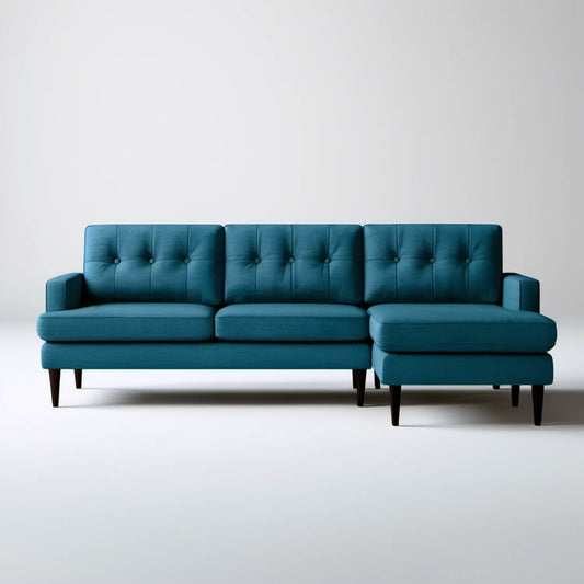 Morska sofa narożna z prawostronnym szezlongiem, aksamit poliestrowy, 280 × 160 × 85 cm