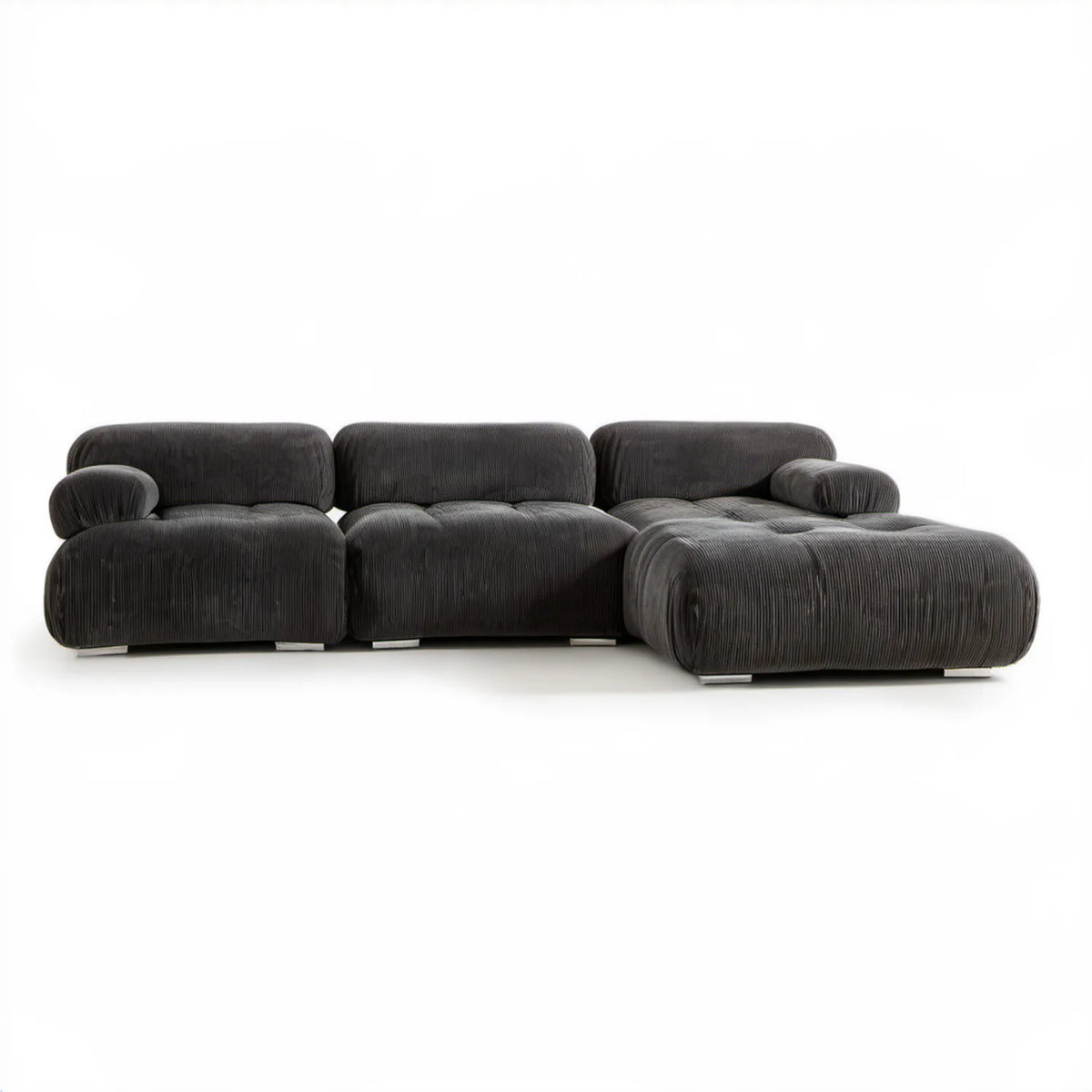 Modułowa sofa narożna z prawostronnym szezlongiem, ciemnoszara, 315 × 160 × 78 cm
