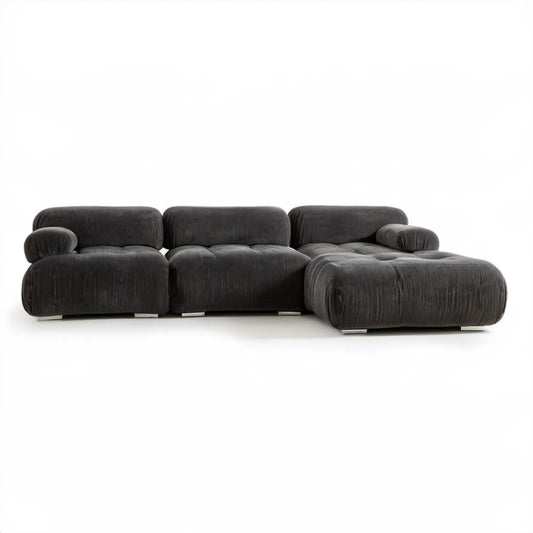 Modułowa sofa narożna z prawostronnym szezlongiem, ciemnoszara, 315 × 160 × 78 cm