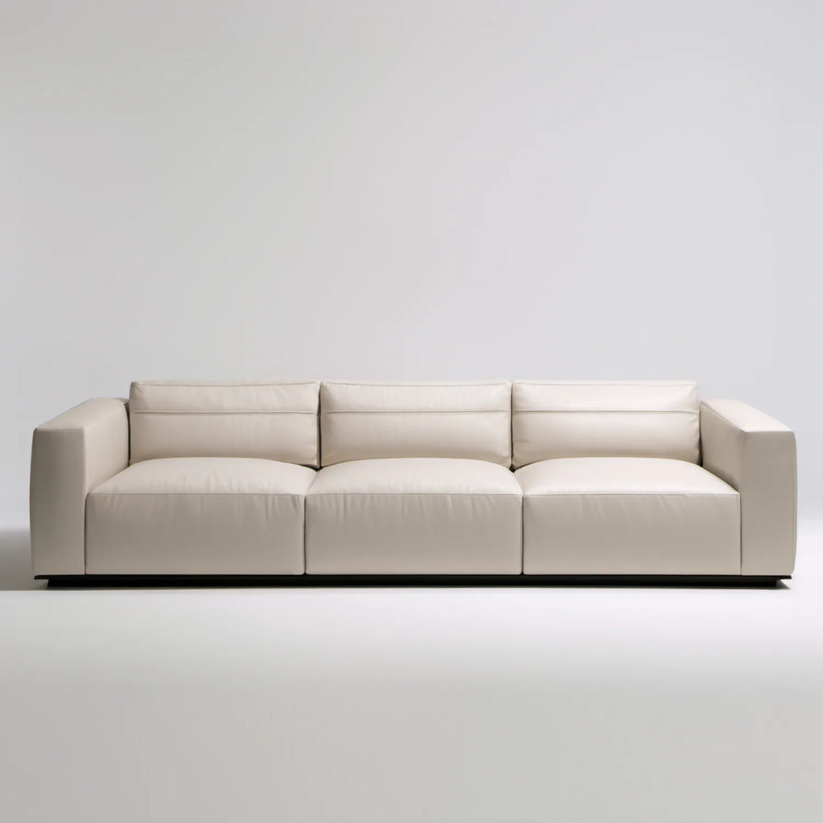 Trzyosobowa sofa ze skóry syntetycznej PU, kremowobiała, 240 x 95 x 78 cm