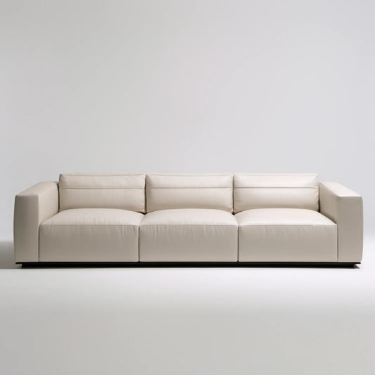 Trzyosobowa sofa ze skóry syntetycznej PU, kremowobiała, 240 x 95 x 78 cm