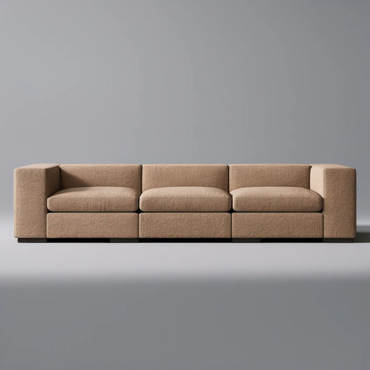 Sofa modułowa 3-osobowa z tkaniny bouclé, beżowa, 300 × 100 × 70 cm