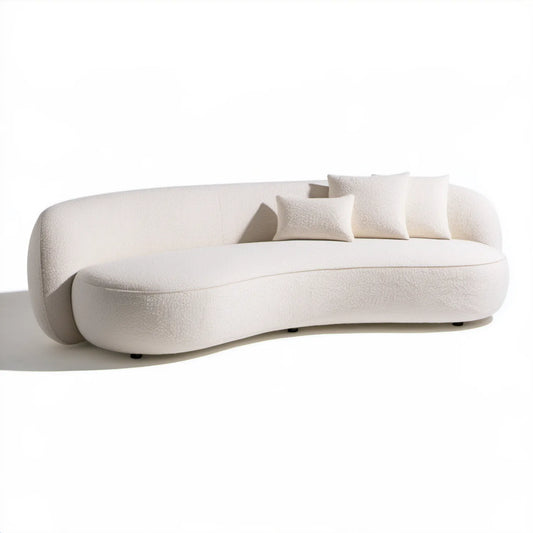 Kremowa sofa trzyosobowa bouclé 230 x 98 x 75 cm